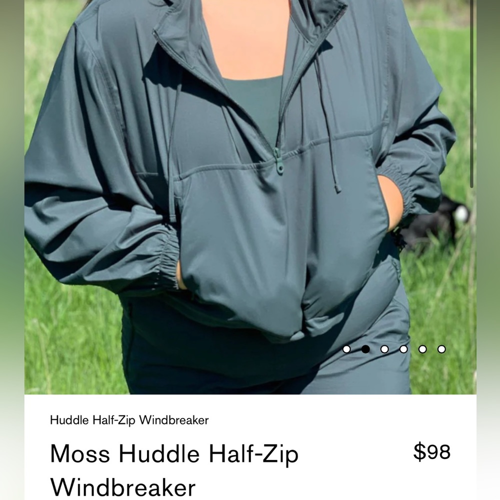 Girlfriend Collective Moss Huddle Half-Zip Windbreaker, size M